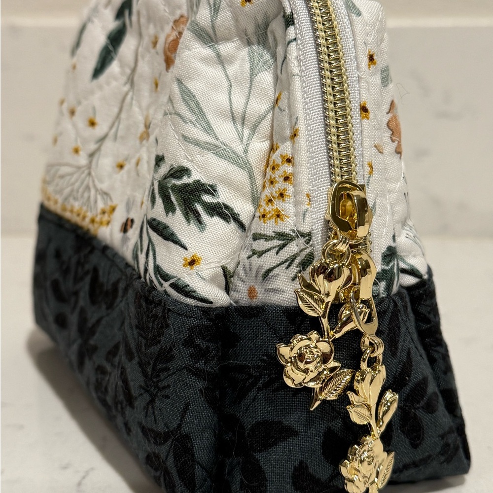 Floral Quilted Women's Bag with Gold Accents